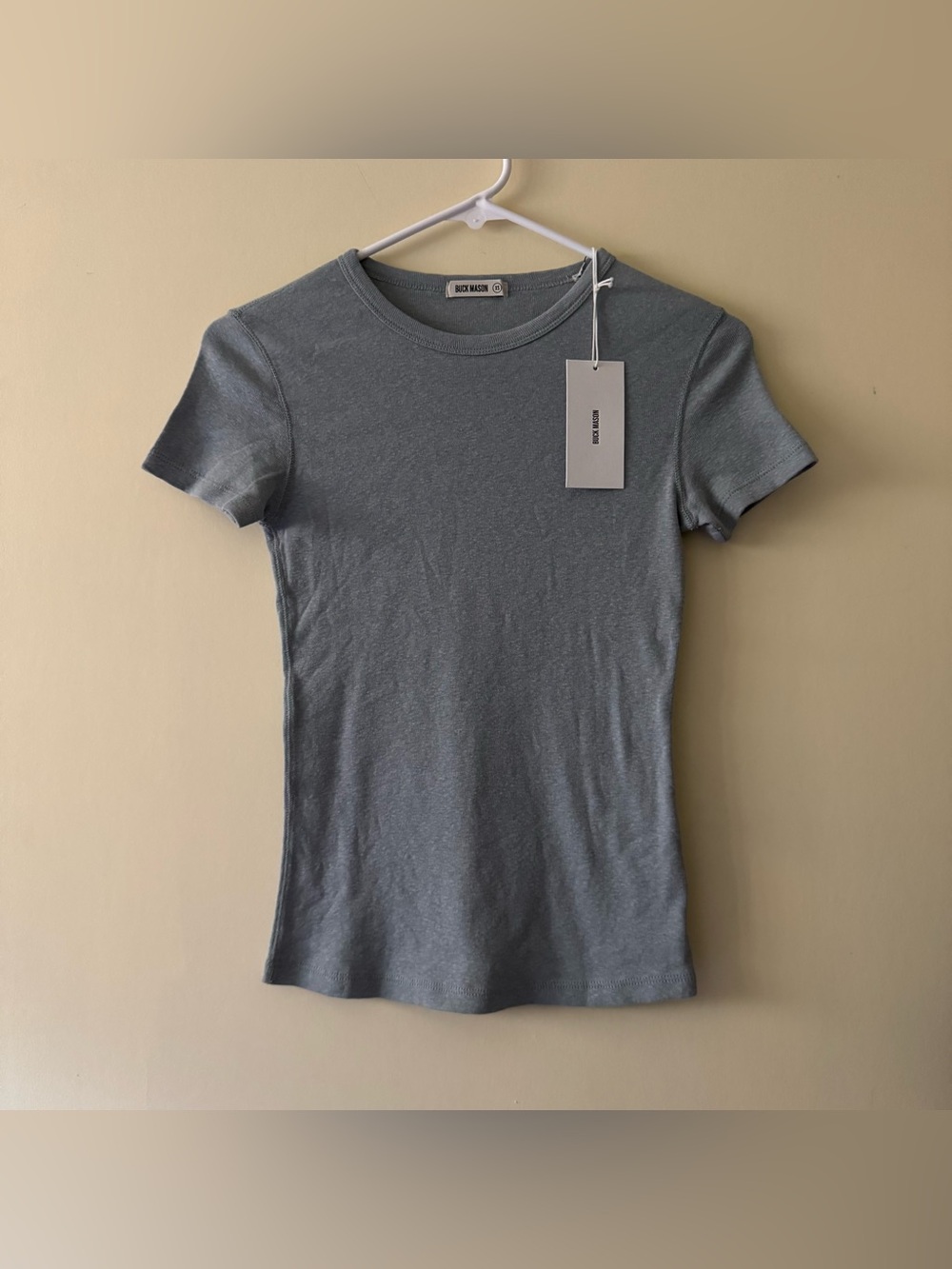 Buck Mason Heirloom Rib Short-Sleeve Tee in Dusty Sky Blue